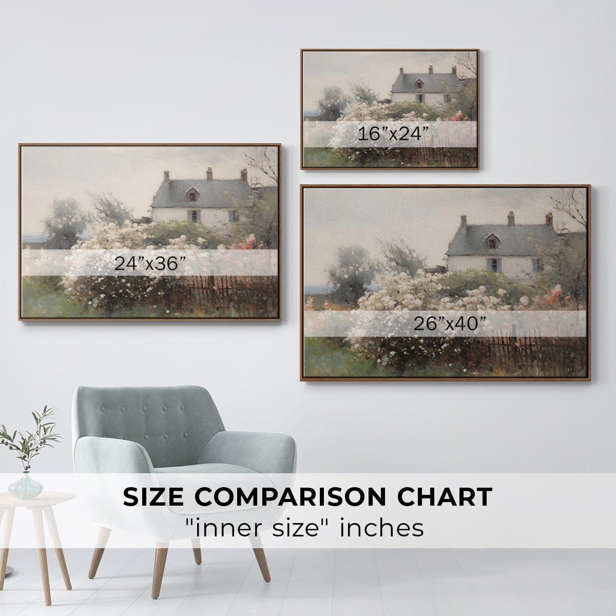 Vintage Landscape-XIV By Wexford Home Framed in Walnut Wood Gallery Wrapped Canvas 27 in. x 41 in.