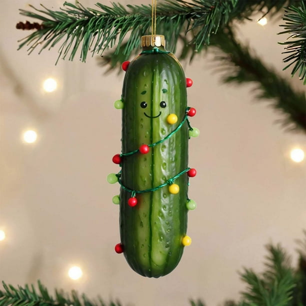 Colgante de Árbol de Navidad Decorativo Acrílico Multifuncional, Lindo Mini Pepino Navideño.