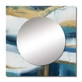 thumbnail image 2 of Designart "Vital Blue Abstract Minimal Undulation Art II" Abstract Painting Square Mirror For Wall Decor - Large Gold Square Printed Wall Mirror Art - Wall Mounted Square Large Mirror, 2 of 5
