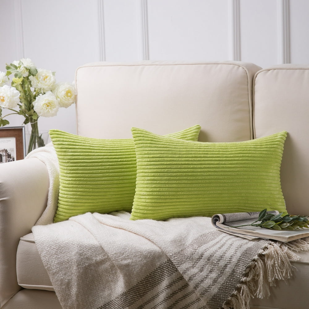 Soft Corduroy Striped Velvet Rectangle Decorative Throw Pillow Cusion