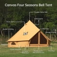 thumbnail image 5 of Cotton Canvas Bell Tent with Stove Jack, 13.1ft/4m Yurt for Family Glamping Camping, 4 Season Tent with  Floor, 5 of 9