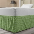 thumbnail image 1 of Feather Bed Skirt, Peacock Design with Bullseye Circles Pattern in Green Shades Wildlife, Elastic Bedskirt Dust Ruffle Wrap Around for Bedding Decor, 4 Sizes, Apple Green Fern Green, by Ambesonne, 1 of 2