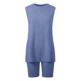 thumbnail image 7 of Women's Sleeveless Solid Two-Piece Shorts Set, Casual Loose Summer Outfit,Light Blue,L, 7 of 7