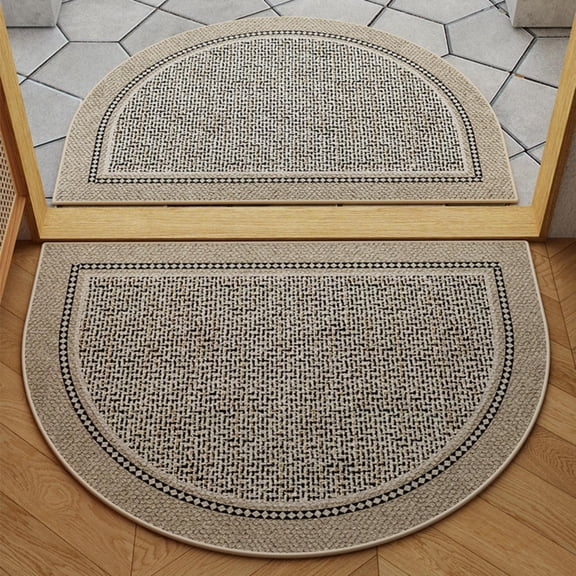 Byujiro Half Round Textured Doormat Non Slip Cuttable Entryway Rug Durable Absorbent Semicircle Floor Mat Decorative Rug for Front Door, Porch, Indoor Outdoor, 20"x32"