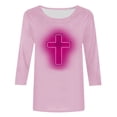 thumbnail image 4 of Honeeladyy Jesus Shirts for Women,Christian Cross Graphic 3/4 Sleeve Tops Happy Easter Gift Crew Neck Blouses Spring Casual Tunic Tshirt Gift Pink XXXL, 4 of 4
