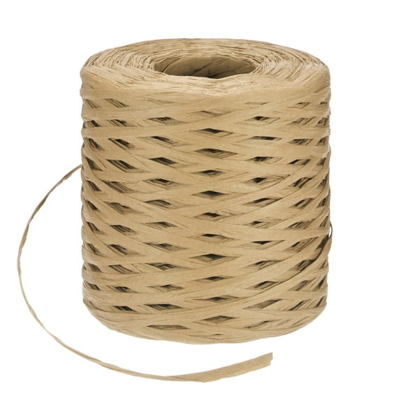 Uxcell Raffia Yarn for Crochet, 219 Yards 5mm Raffia Paper Ribbon Flat String for DIY Crafts[Khaki]