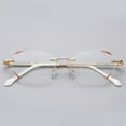 thumbnail image 3 of Womens Fashion Blue Light Blocking Rimless Reading Glasses 2.5, Metal Gold Readers +2.50, 3 of 5
