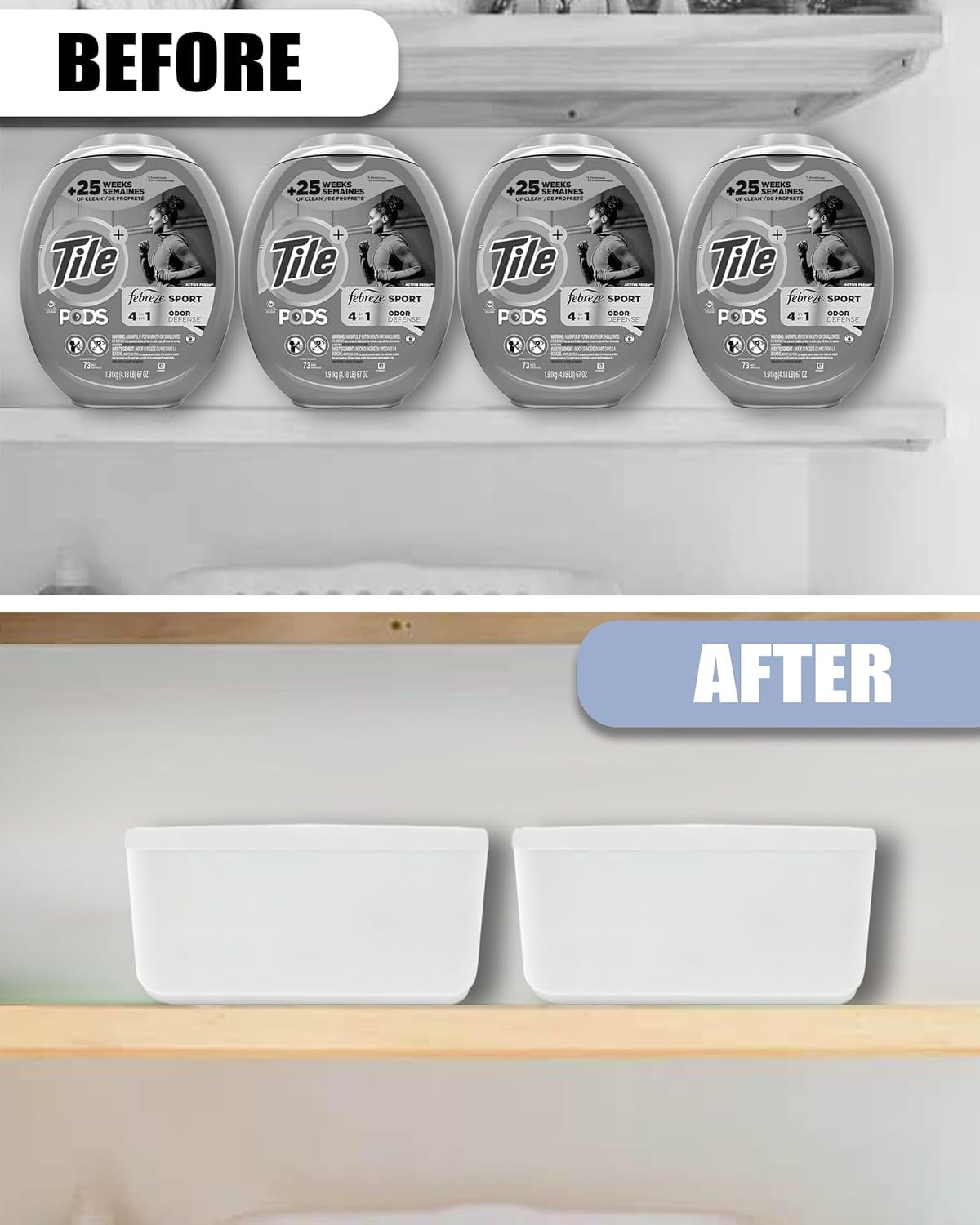 Skywin Laundry Pod Container with Sliding Lid (White)- 2 Pack Laundry Pod Storage Container for Laundry Room Container Organization great as Laundry Detergent Container