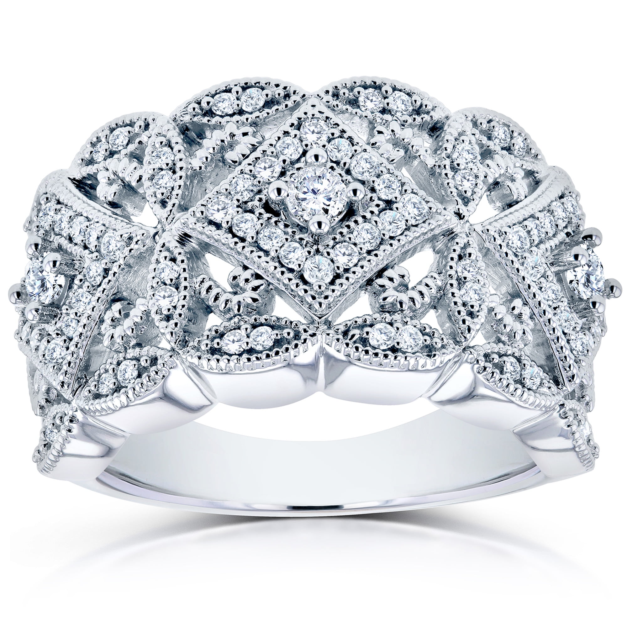 Diamond Antique Filigree Wide Anniversary Ring 1/2 carat (ctw) in 10K