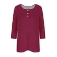 thumbnail image 4 of aidice Hauts à Manches 3/4 pour Femmes, T-Shirts Décontractés à Col Rond, T-Shirts Confortables de Couleur Unie, 4 of 4