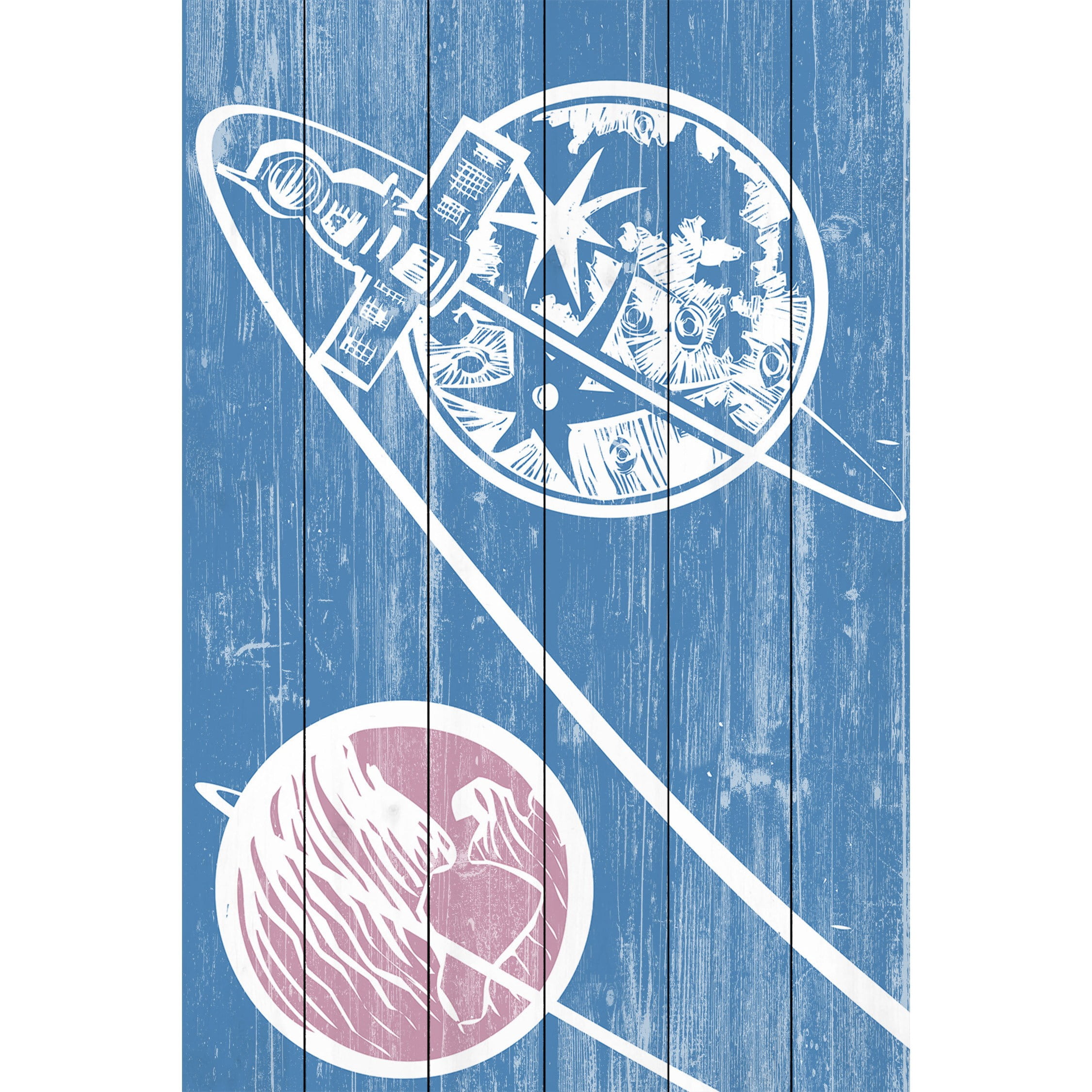 Marmont Hill - "Satellite Orbit" Painting Print on White Wood