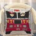 thumbnail image 4 of Fireman and Fire Engine Decorative Pillow Case Cartoon Firefighter Badge Helmet Fire Truck Red Throw Pillow Cover Home Decor Cotton Linen Square Cushion Cover for Couch Bed Sofa 18X18 Inch, 4 of 5