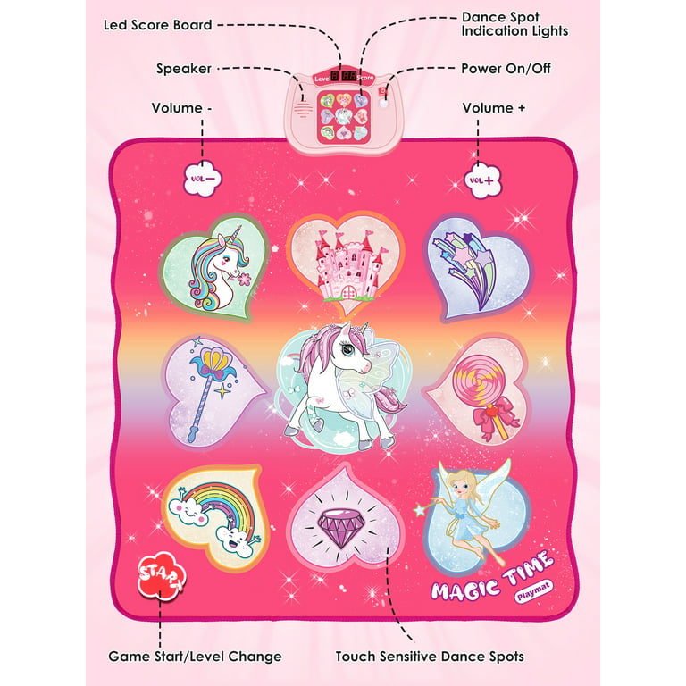 Klevly Unicorn Dance Mat for Kids Ages 6+, Plays 5 Comoros