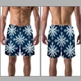 thumbnail image 3 of luoweisi Men's Beach Shorts Quick Dry Swim Trunks with Mesh Lining Christmas Snowflakes L, 3 of 5