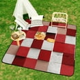 thumbnail image 6 of Colored Grid Geometry Picnic Blanket Waterproof Outdoor Beach Blanket Hand-held Pad Suitable for Travel, Camping, Beach, Family Gatherings, 6 of 7