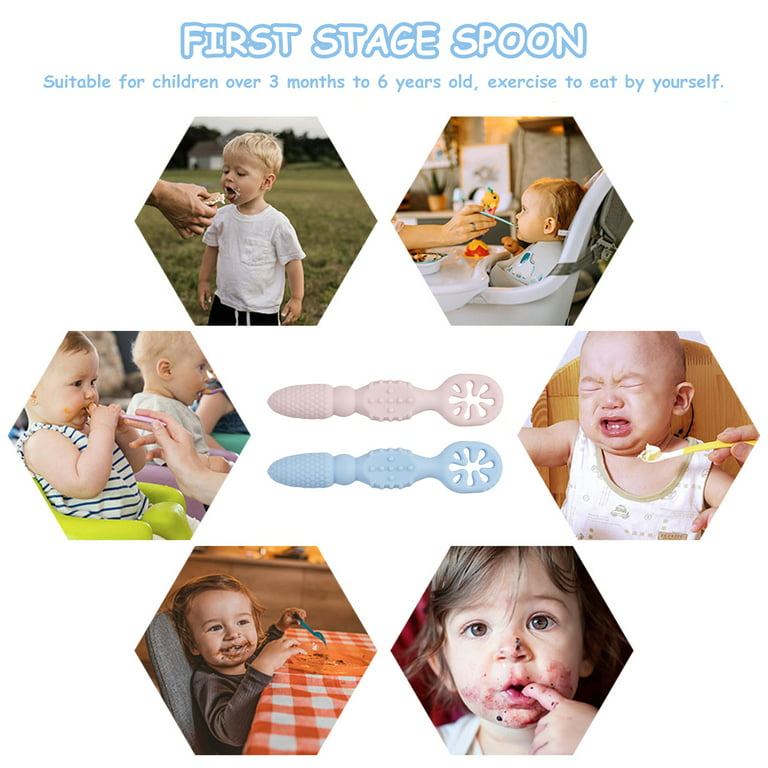 gvtocld 6 Pack Silicone Baby Spoons First Stage Infant Spoons Set Soft Food Grade Silicone Self Feeding Spoons Stage 1 and Stage 2 Utensils BPA Phthalate Free