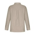 thumbnail image 5 of Eryao Prime Big Deal Days Cotton Linen Button Down Shirts for Women Long Sleeve Collared Work Blouse Summer Loose Casual Solid Color Tops with Pocket,Khaki,XXXL, 5 of 9