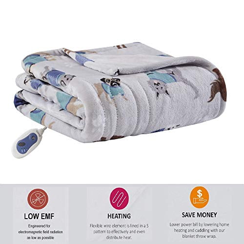 Beautyrest Plush Electric Blanket Throw for Cold Weather Multi-Level Heat  Settings Controller, Secure Comfort Low EMF Technology and Auto Shut Off  Safety, 60x70, Grey Dogs | Walmart Canada