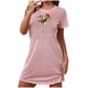 thumbnail image 2 of Camisón corto navideño para mujer, talla grande, cuello redondo, manga corta, estampado en el pecho, vestido de noche para mujer, 2 of 3