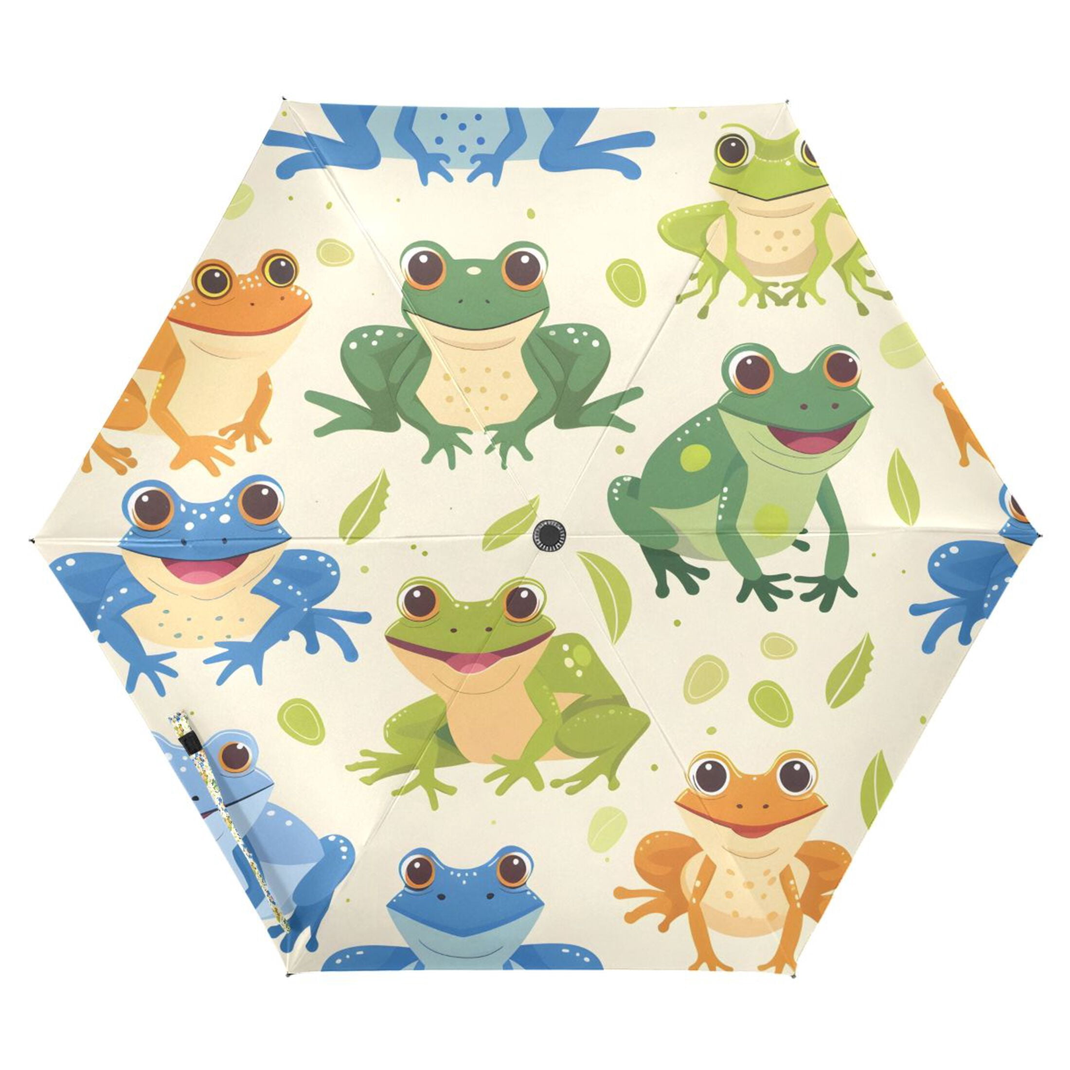 Cartoon Animals Frogs Compact Sun Umbrella Windproof Travel Umbrellas for Rain Strong Portable UV Protection