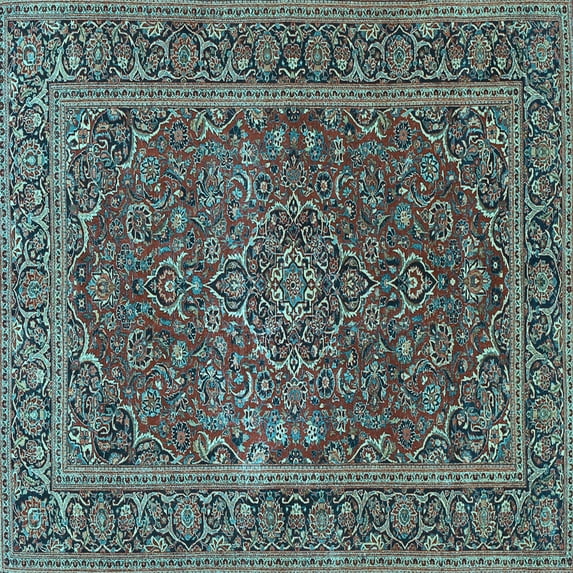 Ahgly Company Indoor Square Persian Light Blue Traditional Area Rugs, 5' Square