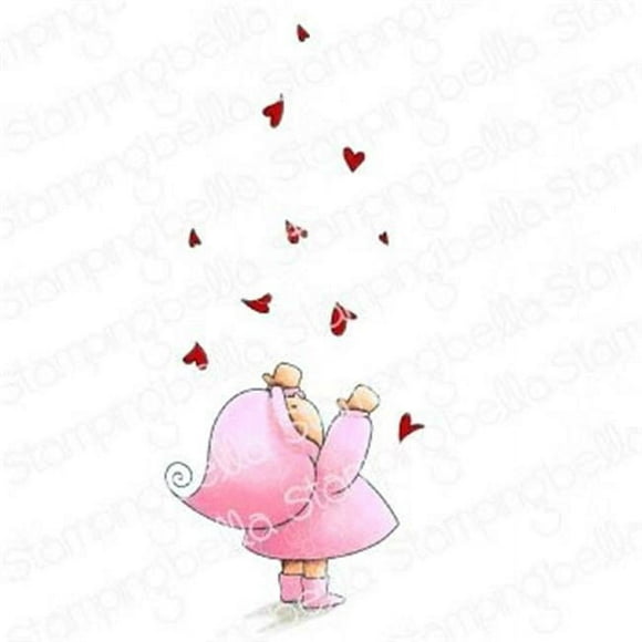 Stamping Bella EB914 Cling Stamps - Bundle Girl with Falling Hearts