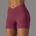 thumbnail image 3 of SWSMCLT Women's High Waisted Yoga Shorts Thin Casual Track Shorts Soft Gym Jogger Yoga Tight Spandex Burgundy Small, 3 of 5