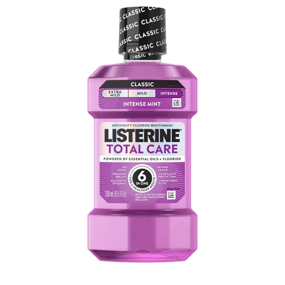 Listerine Total Care Intense Anticavity Fluoride Mouthwash, Intense Mint, 250 mL