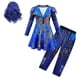 thumbnail image 1 of Conjunto de disfraces de Audrey azul para niña, disfraces de Halloween para fiesta infantil, disfraces de Cosplay de los descendientes 3 de Evie, vestido, pantalones, peluca, 1 of 3