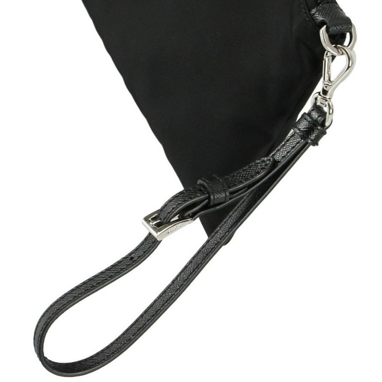 New Prada Black Tessuto Nylon Pouch Prada Logo Wristlet
