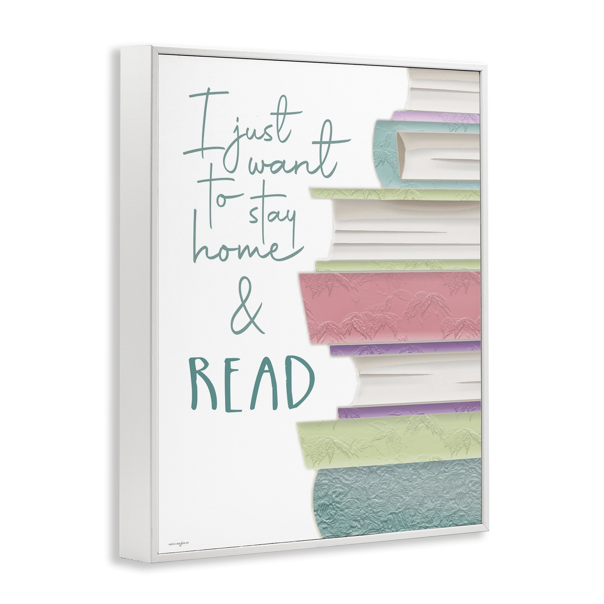Stupell Industries Stay Home & Read White Framed Giclee Art, design by Seven Trees Design