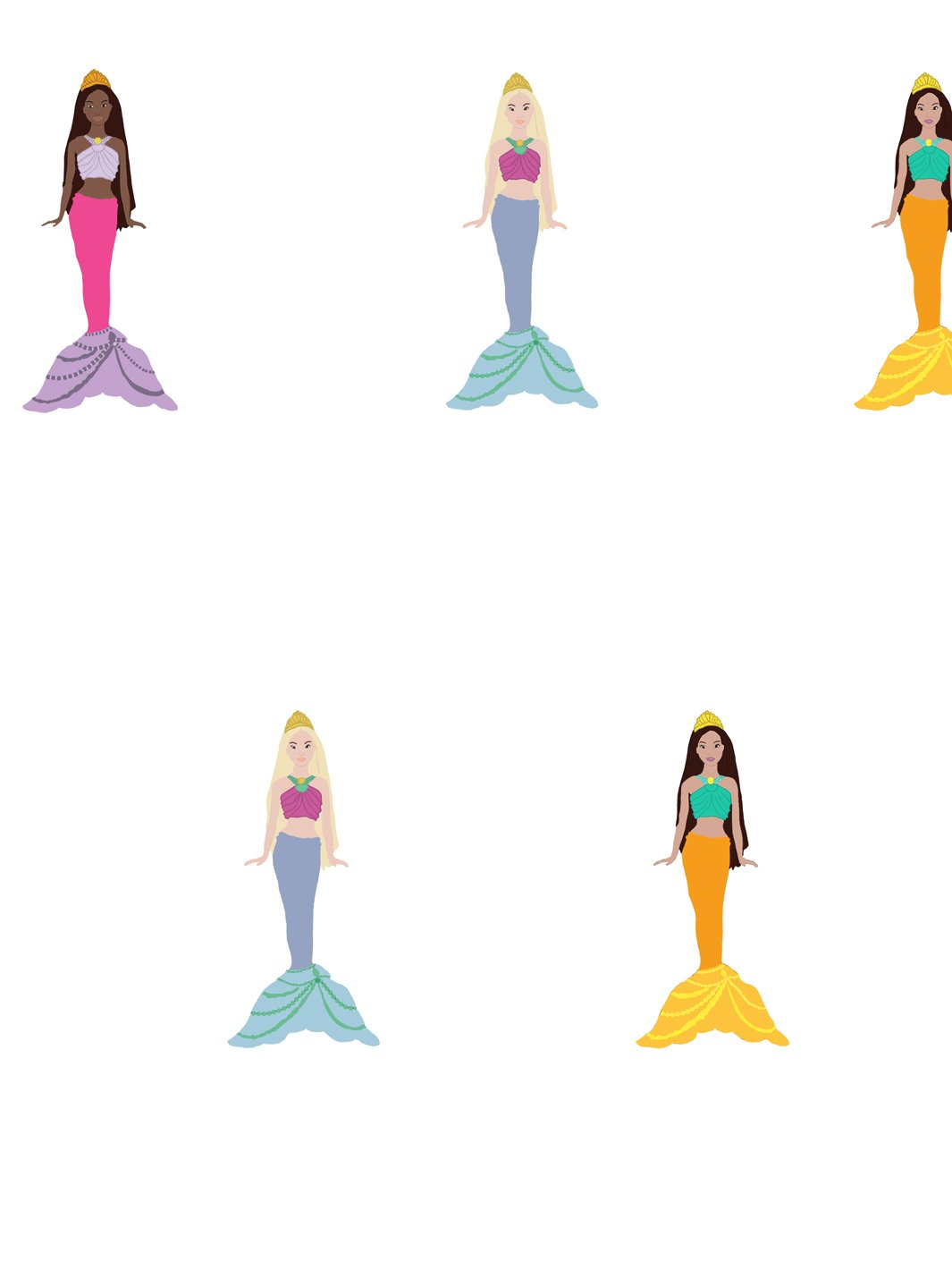 Barbie Mermaids Removable Vinyl Wallpaper, White