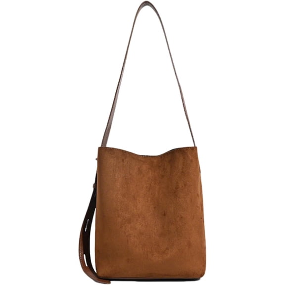 YooGuoGuo Women’s Faux Suede Bucket Bag-Stylish Brown Shoulder Purse, Spacious Tote for Daily Commute, Work & Casual Outings