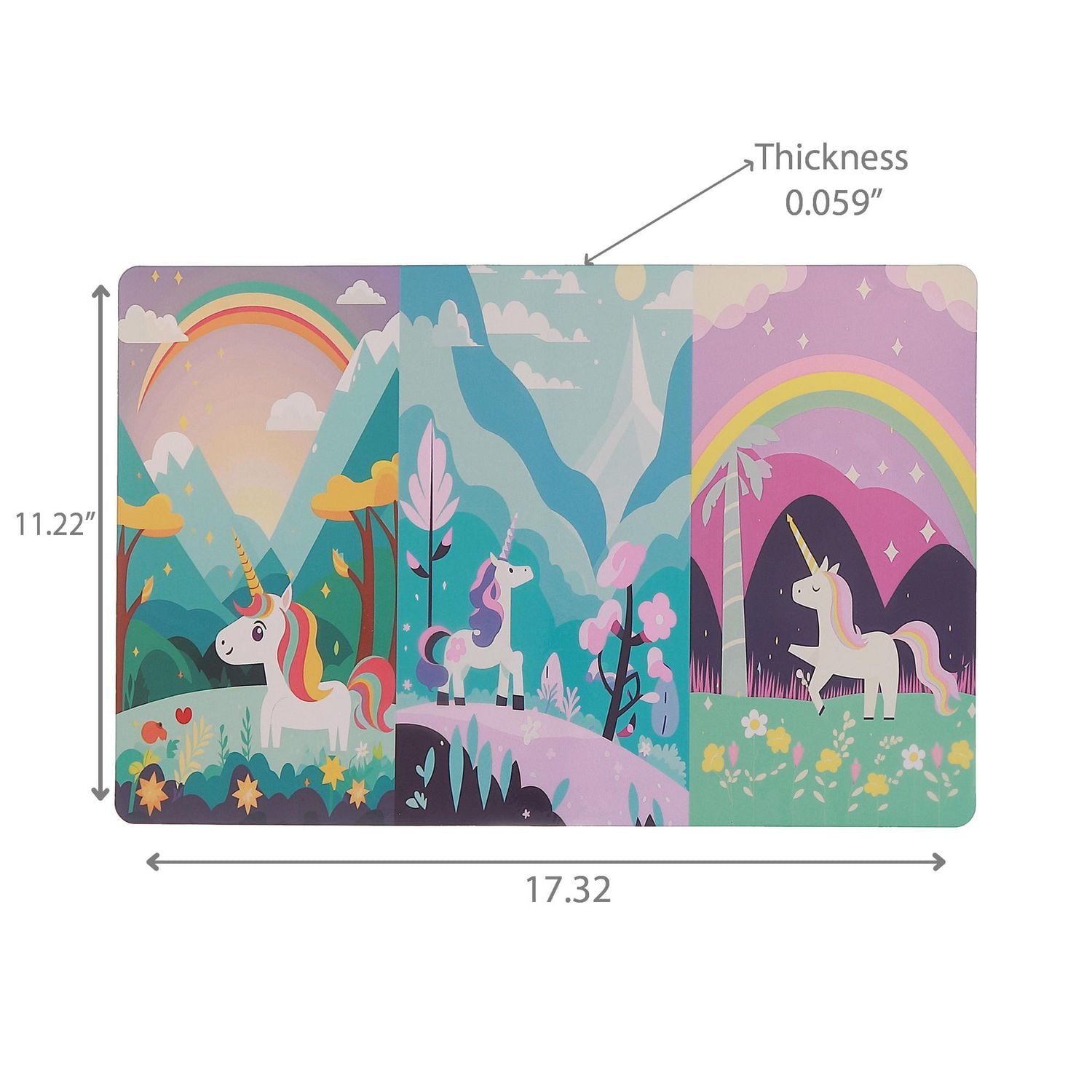 Set De Table En Plastique Licorne Avec Arc-En-Ciel - Lot De 12