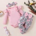 thumbnail image 2 of Mercatoo Baby Girls Clothes Girls Autumn Ribbing Romper Tops Flowers Pants Set Suitable for 3 to 24 Months Hoodie Sweatshirt, 2 of 9