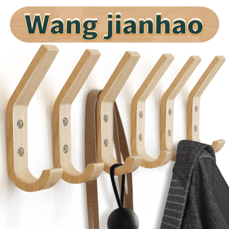 Wooden Wall Hooks 4 Pack Wooden Coat Decorative Hooks Wall Mounted for Hanging Clothes Bags Hats