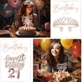 thumbnail image 7 of Rose Gold 21th Birthday Decoration Kit, Including Birthday Sash, Crown, Happy Birthday Letters Balloons, Cake Topper and Candles, 7 of 7