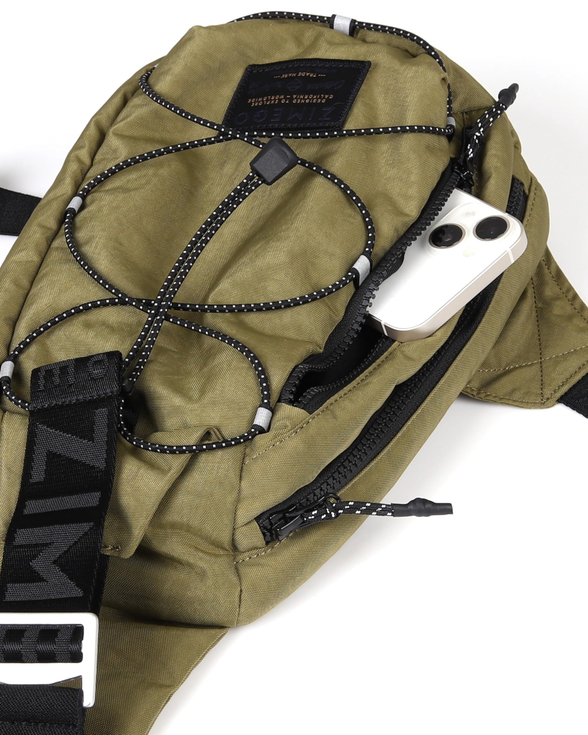 ZIMEGO Tactical Fanny Pack and Crossbody Bag - Utility Sling Bag for Travel and Outdoor, Olive Green