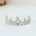 thumbnail image 4 of ifundom - Corona para tarta, elegante adorno de carámbano para tarta, tiara de cristal para boda, decoración para tarta, suministros de cumpleaños, tocado, corona, adornos (plata), 4 of 4