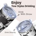 thumbnail image 4 of 20oz Geometric Pattern Stainless Steel Travel Mug, Double Wall Insulated Tumbler with Handle Leak Proof Straw Lid, 4 of 5