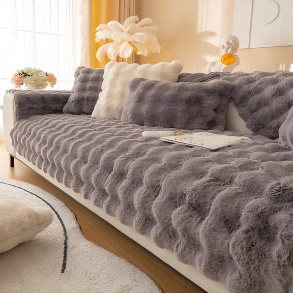 ARLAJO 2026 New Plush Sofa Cover 1 2 3 Seater,Soft Warm Sofa Slipcover for Corner L Shape 1 2 3 Seater,Non-Slip Velvet Sofa Cushion Covers,Thick Furniture Protector for Kids,Pets (Beige,70X180Cm)