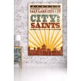 thumbnail image 2 of Salt Lake City, Utah, Skyline and Sunburst Screenprint Style (36x54 Giclee Gallery Art Print, Vivid Textured Wall Decor), 2 of 3