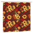 thumbnail image 2 of Shower Curtain, Red Plaid Sunflower Washable Shower Curtain for Bathroom, Waterproof Bathroom Shower Curtain Set with Hooks Long Shower Curtain 72x72in Home Decor, 2 of 7