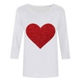 thumbnail image 4 of SOOMLON Valentines Day Shirts Women Couple Valentines Gift Loose 3/4 Sleeve Crewneck T Shirts Cute Heart Print Tee Shirts Trendy Valentines Outfits 2025 White 2XL, 4 of 4