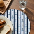 thumbnail image 3 of Navy Blue Anchor Nautical Round 15 Inch Placemats Set of 4, Blue Coastal Ocean HeatResistant Non Slip Place Mats for Dining Table, Wipeable Braided Kitchen Table Mats for Housewarming, 3 of 9