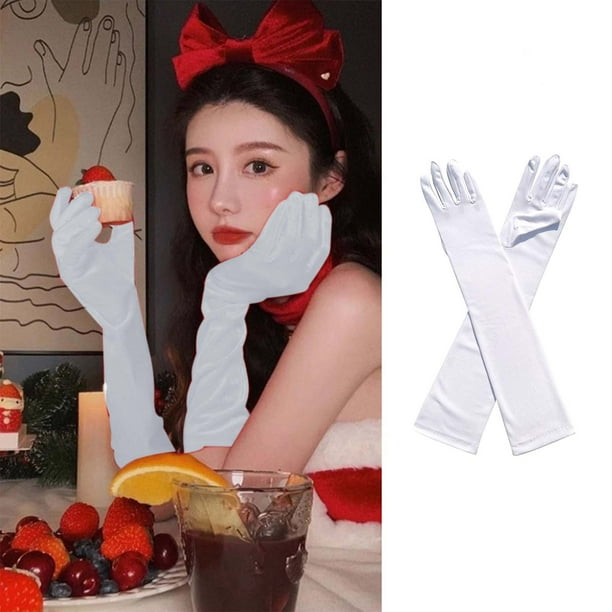 Guantes Opera Adulto Sobre el Codo Spandex Largo Elástico | Accesorios de disfraces suaves y ligeros para mujer | 17.7" Múltiples colores | Cosplay de fiesta de graduación | 1 par | Ajuste cómodo