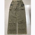 thumbnail image 4 of YYDGH Women's Cargo Pants Y2K High Waisted Baggy Jeans Flap Pocket Wide Leg Denim Pants Streetwear Brown S, 4 of 8