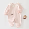thumbnail image 2 of Ulanda Baby Coming Home Outfit Boy Girl Cotton Long Sleeve Romper Jumpsuit Plain One-Piece Clothes (Pink, 12-18 Months), 2 of 7