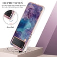 thumbnail image 4 of Designed for Samsung Galaxy Z Flip 4 Marble Case, Ultra Thin Girls Women Plating Marble Designed Flexible Soft TPU IMD Marble Protective Case Cover for Samsung Galaxy Z Flip 4 5G - Purple, 4 of 7