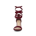 thumbnail image 6 of BLISSFUL STEP Women's Lace Up and Ankle Strap Block Heel Sandals Burgundy 10, 6 of 7